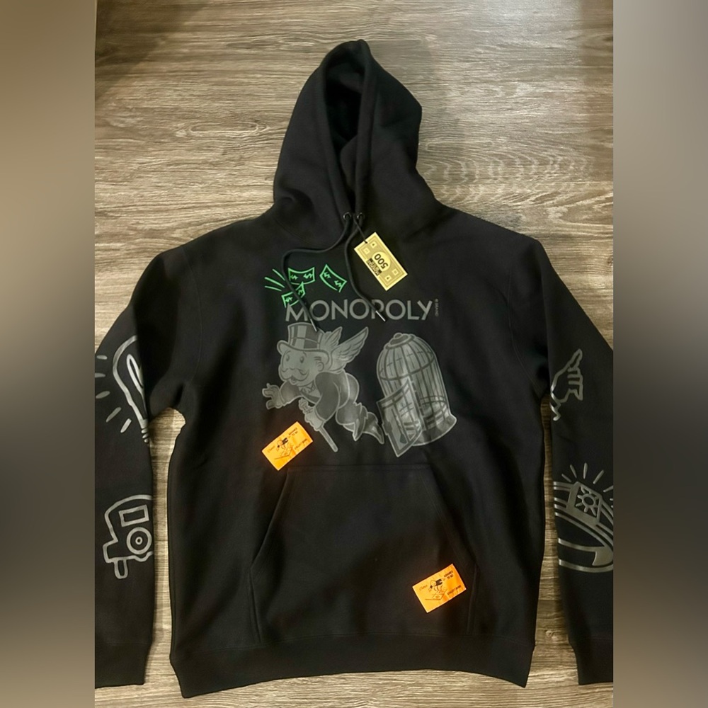 Monopoly Shoepalace NWT Black Graphic Hoody Sweatshirt Mens XL